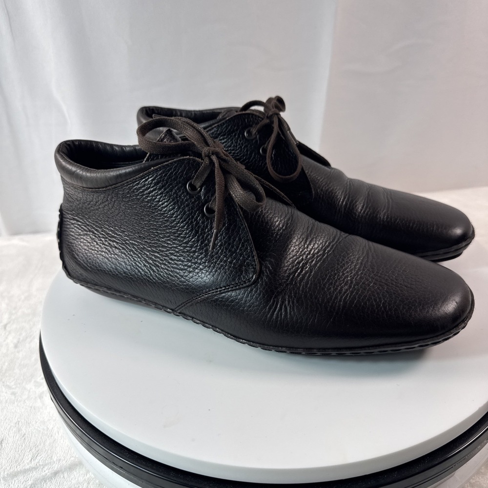 ermenegildo zegna Dark Brown Pebbled Grained Leather Chukka Boots Sz 6 Leather